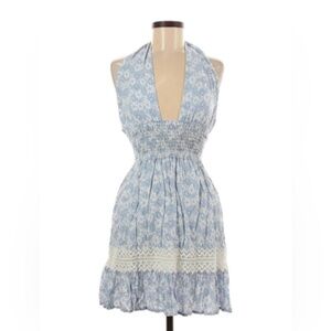 Floral Halter Neck Dress in Blue